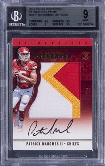2017 Panini Preferred "Silhouettes" Prime #78 Patrick Mahomes II Signed Patch Rookie Card (#19/25) - BGS MINT 9/BGS 10